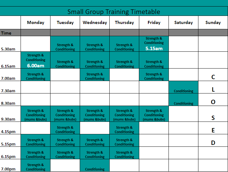 Fitness Class Schedule Matraville Elevate One